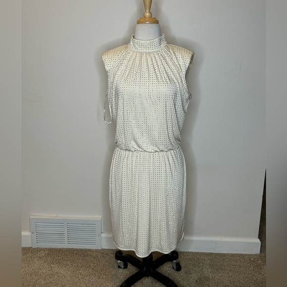White House Black Market Cocktail Party Dress Mock Neck Knit Rhinestones S $200 - Picture 1 of 12